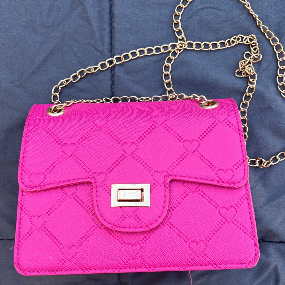 Pink Textile Quilted Chain Shoulder Bag